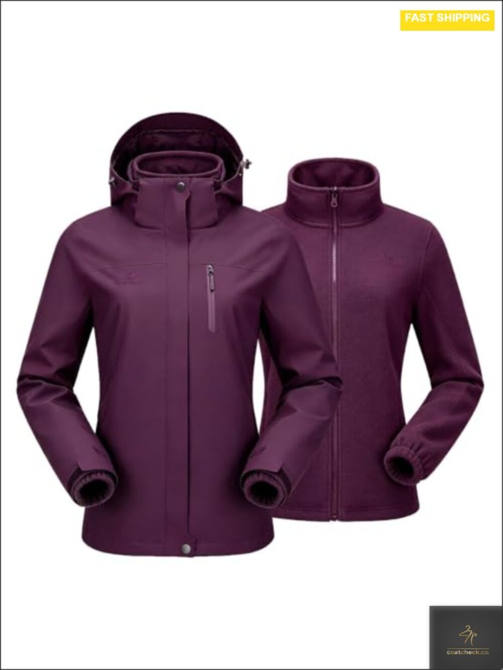 Women's 3-in-1 Waterproof Ski Jacket Windproof Fleece Lined Snowboarding Winter